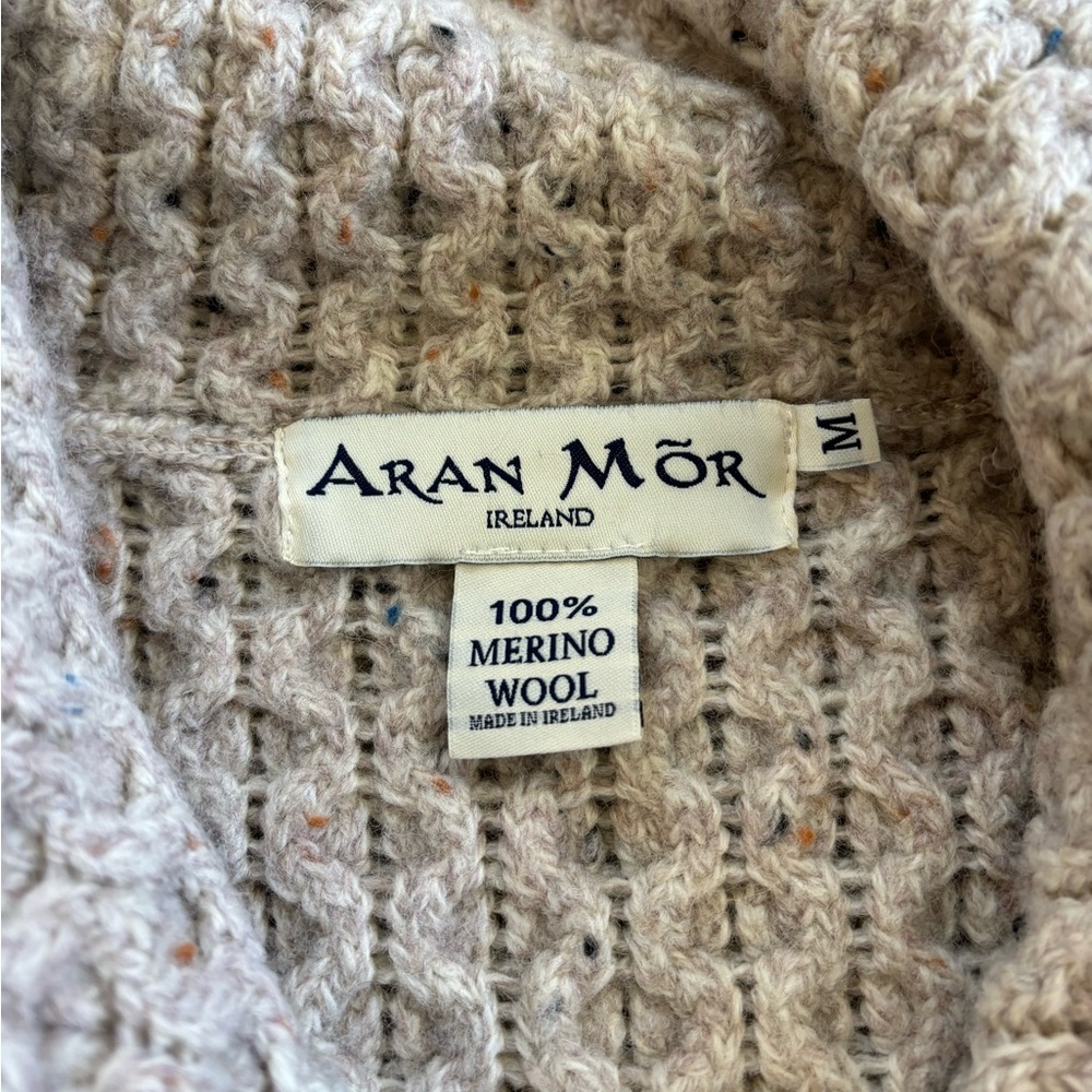 Aran Mor Sweater Cardigan Ireland Fisherman Knit 100% Merino Wool Size Medium - Picture 4 of 11
